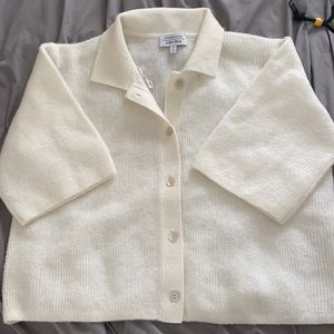 Cropped wool alpaca blend cardigan